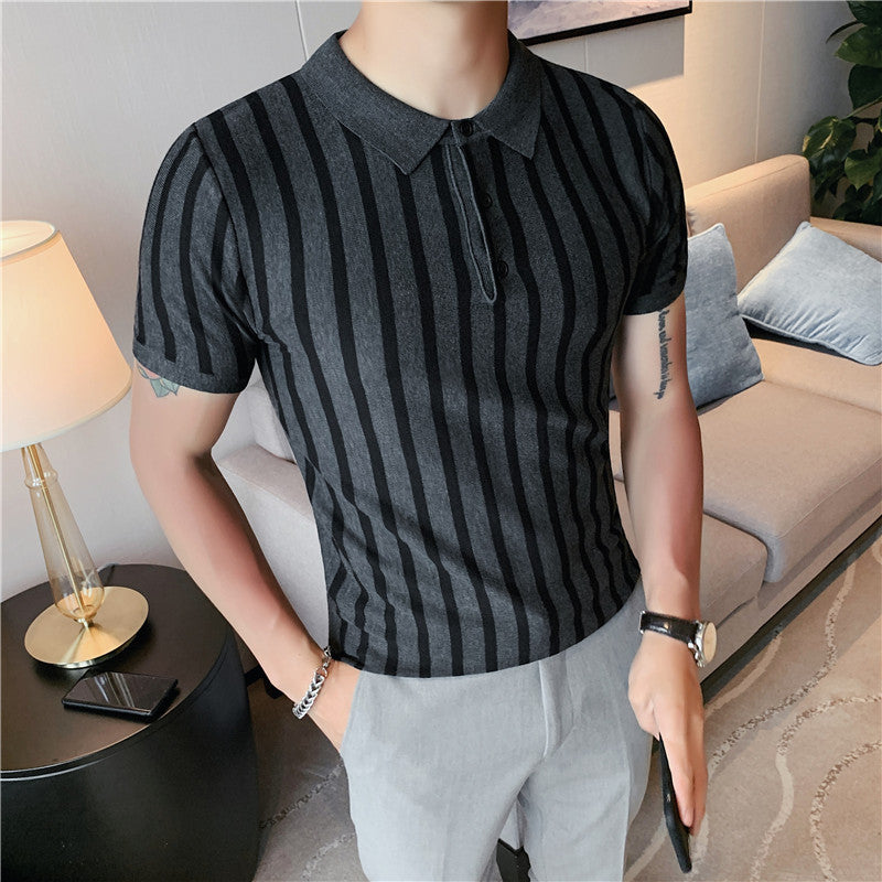 Men's Knitted POLO Shirt Slim Fit Big Stretch