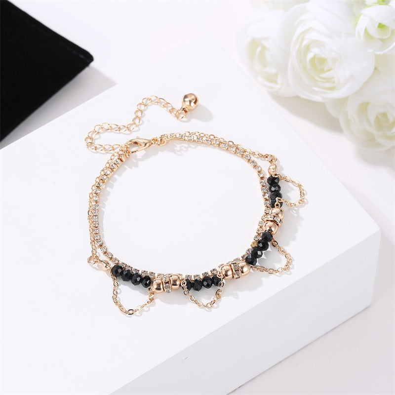 Pulsera de borla de diamantes con cuentas de estilo étnico