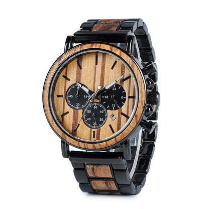 Montre en bois multifonctionnelle transfrontalière littéraire pour jeunes hommes Montre lumineuse