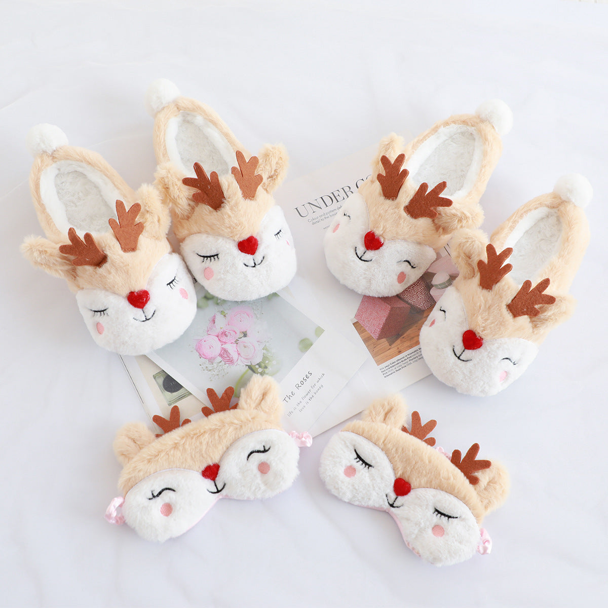 Love Elk Plush Home Warm Slippers