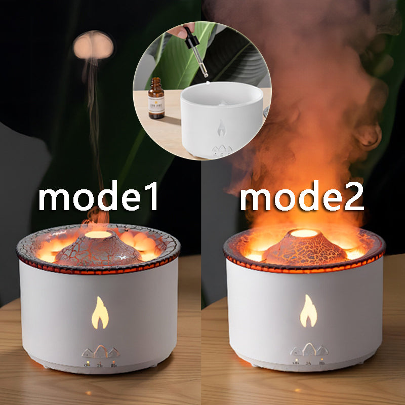 Nouveau humidificateur d'huile essentielle à ultrasons créatif diffuseur d'humidificateur de flamme d'air de méduse de pulvérisation de Machine d'aromathérapie de volcan