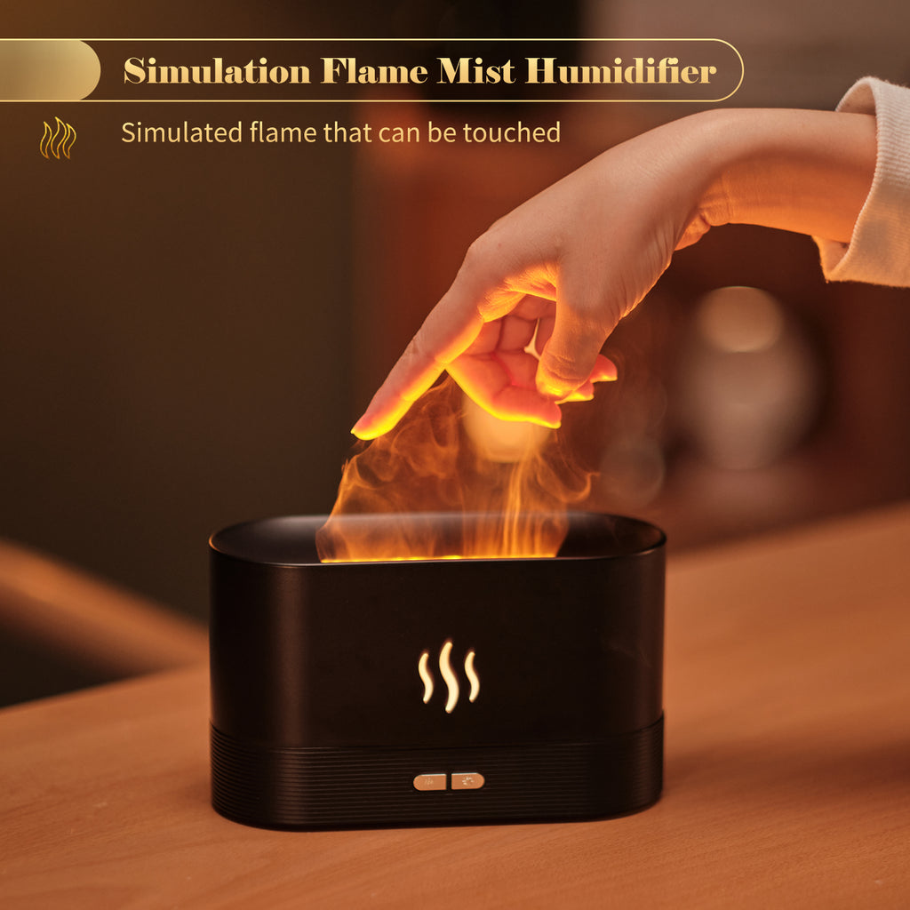 Diffuseur d'arômes avec humidificateur à brouillard léger à flamme Diffuseur d'aromathérapie avec protection automatique sans eau pour spa, bureau de yoga à domicile