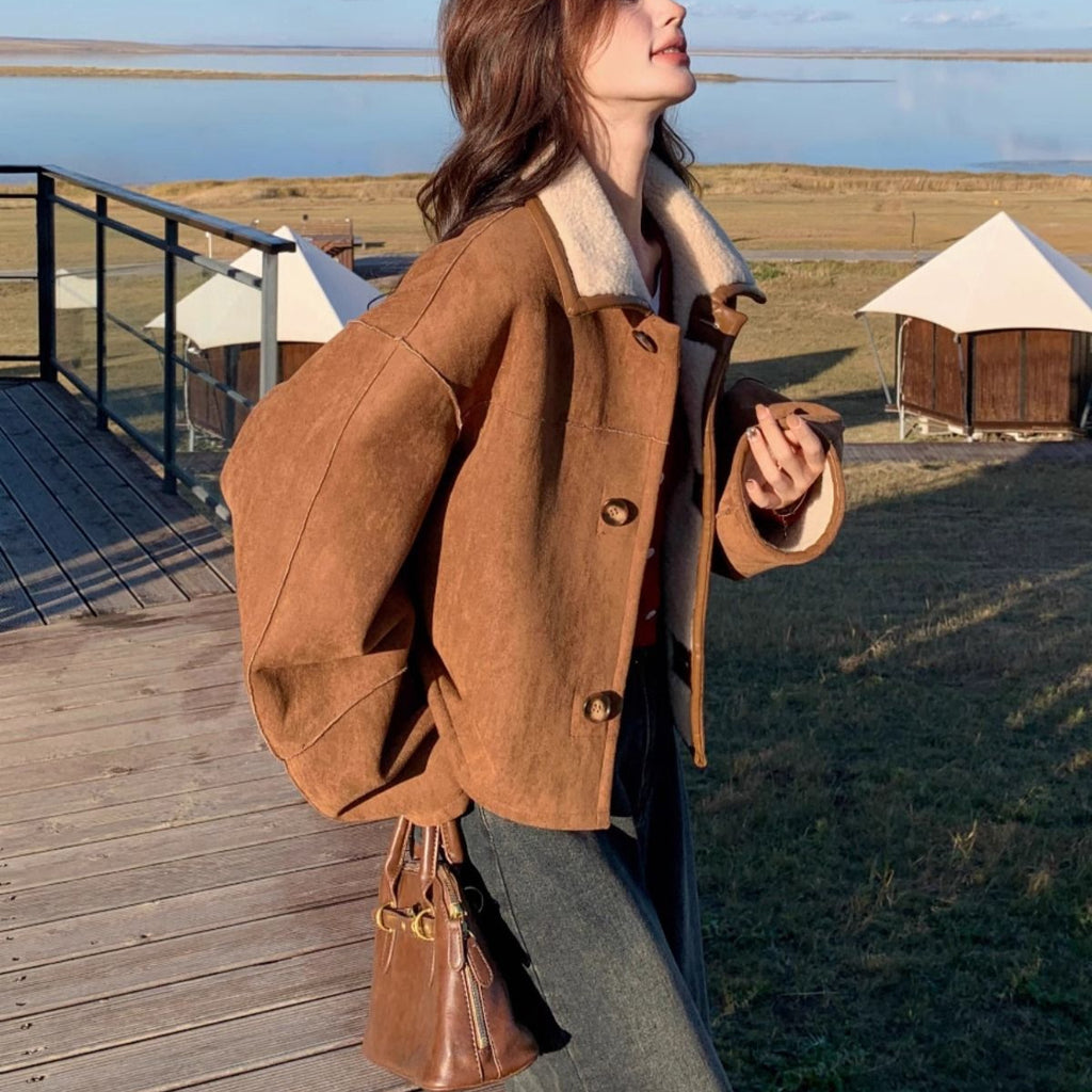 New Lamb Wool Coat Female Leather