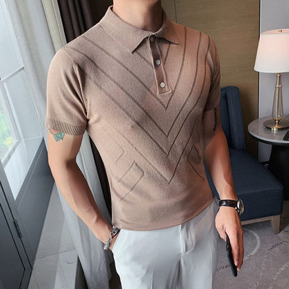 New Short Sleeve Knit Polo Shirt Loose Top