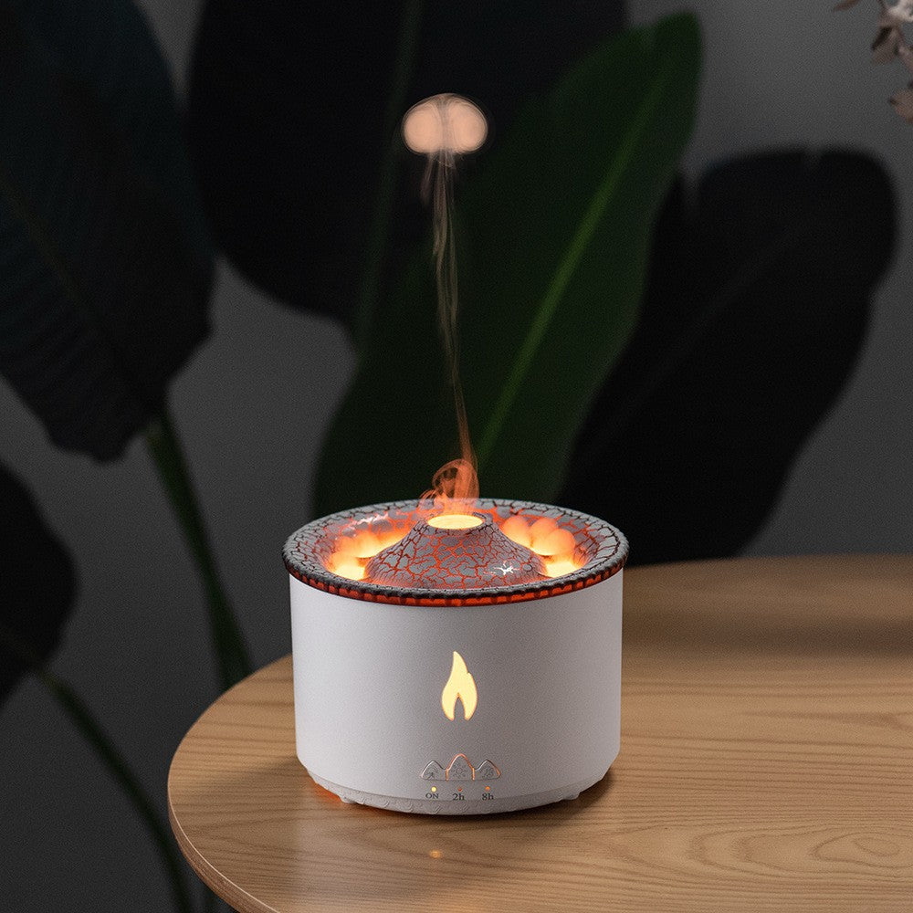 Nouveau humidificateur d'huile essentielle à ultrasons créatif diffuseur d'humidificateur de flamme d'air de méduse de pulvérisation de Machine d'aromathérapie de volcan