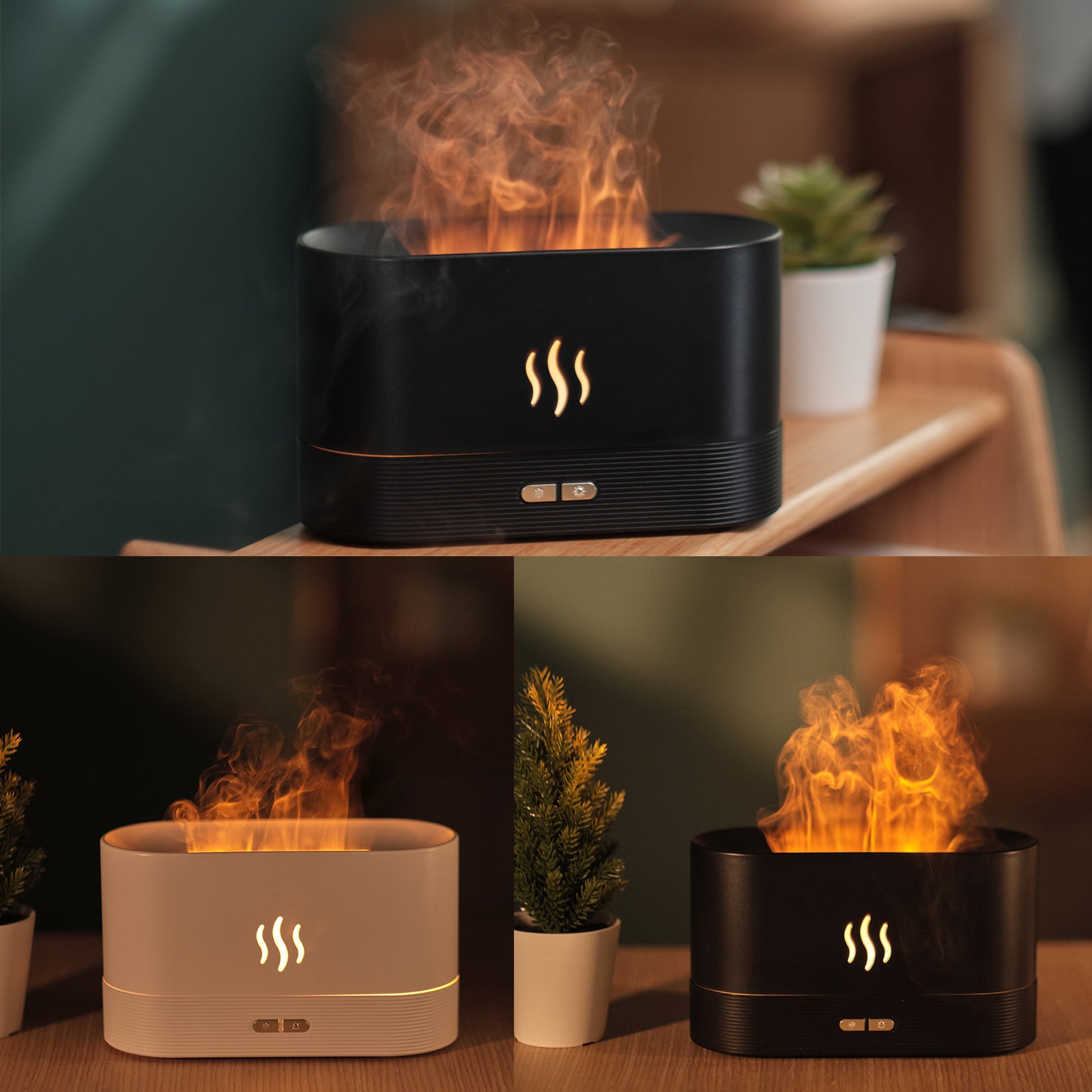 Diffuseur d'arômes avec humidificateur à brouillard léger à flamme Diffuseur d'aromathérapie avec protection automatique sans eau pour spa, bureau de yoga à domicile