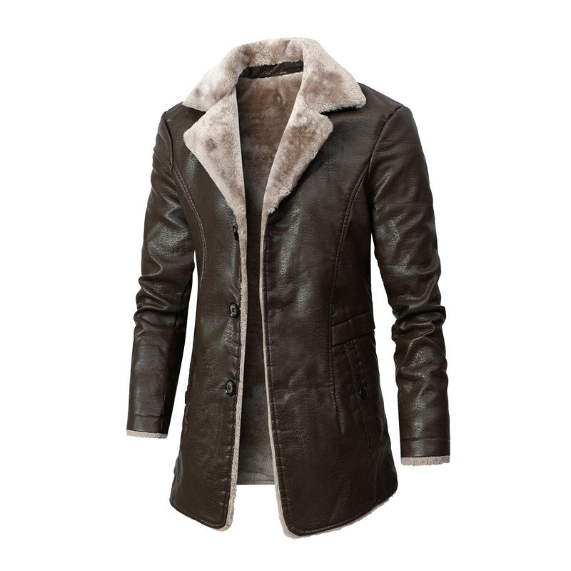 Chaqueta de felpa de piel con traje de solapa grande de felpa para hombre