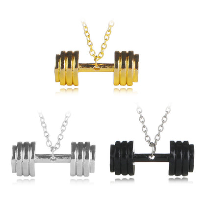 Exercise Fitness Dumbbell Necklace Barbell Lovers Pendant