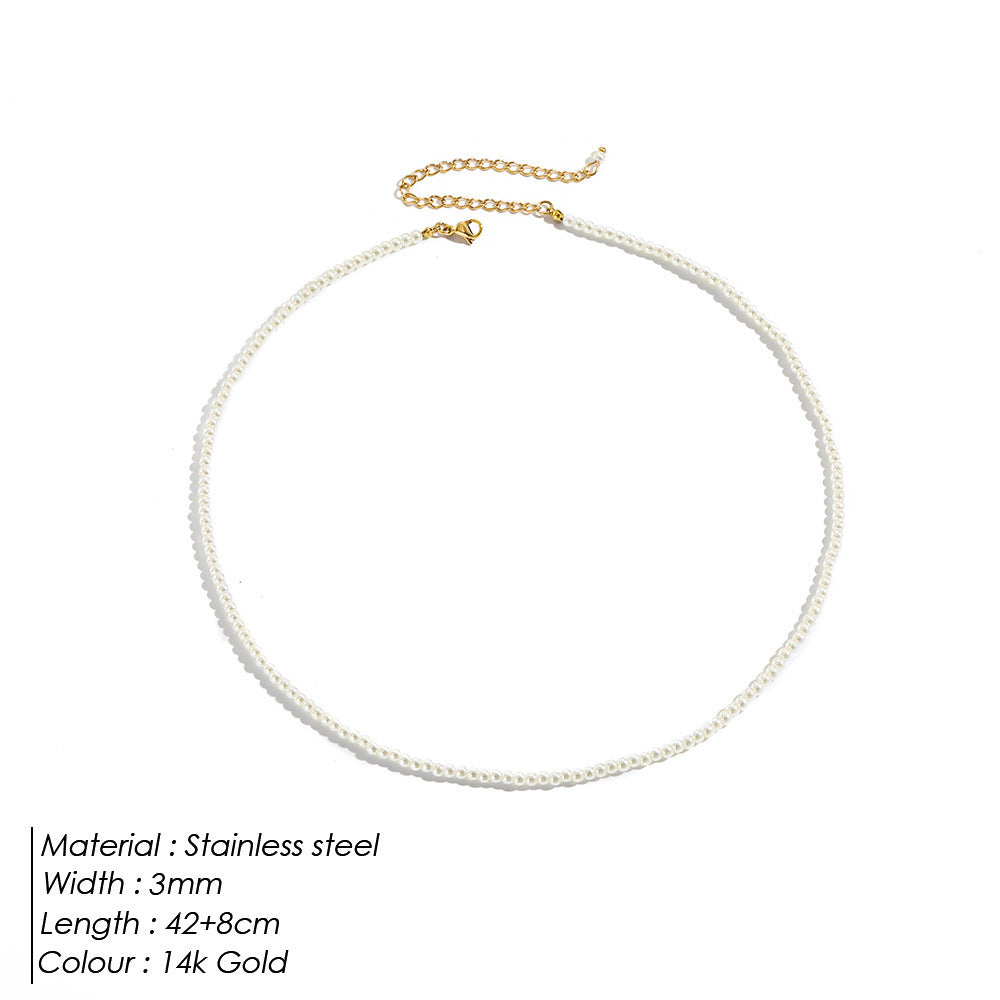 Imitation Perle Plaqué 14k Or Clavicule Chaîne Simple Collier De Perles De Haute Qualité Pour Les Femmes