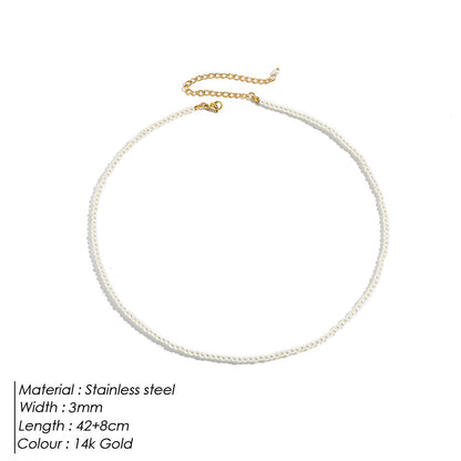 Imitation Perle Plaqué 14k Or Clavicule Chaîne Simple Collier De Perles De Haute Qualité Pour Les Femmes