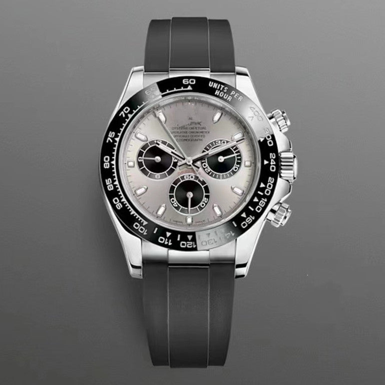 Popular Daytona, reloj mecánico de tres ojos y seis agujas, correa de acero para hombre, reloj de correa de cuarzo multifuncional