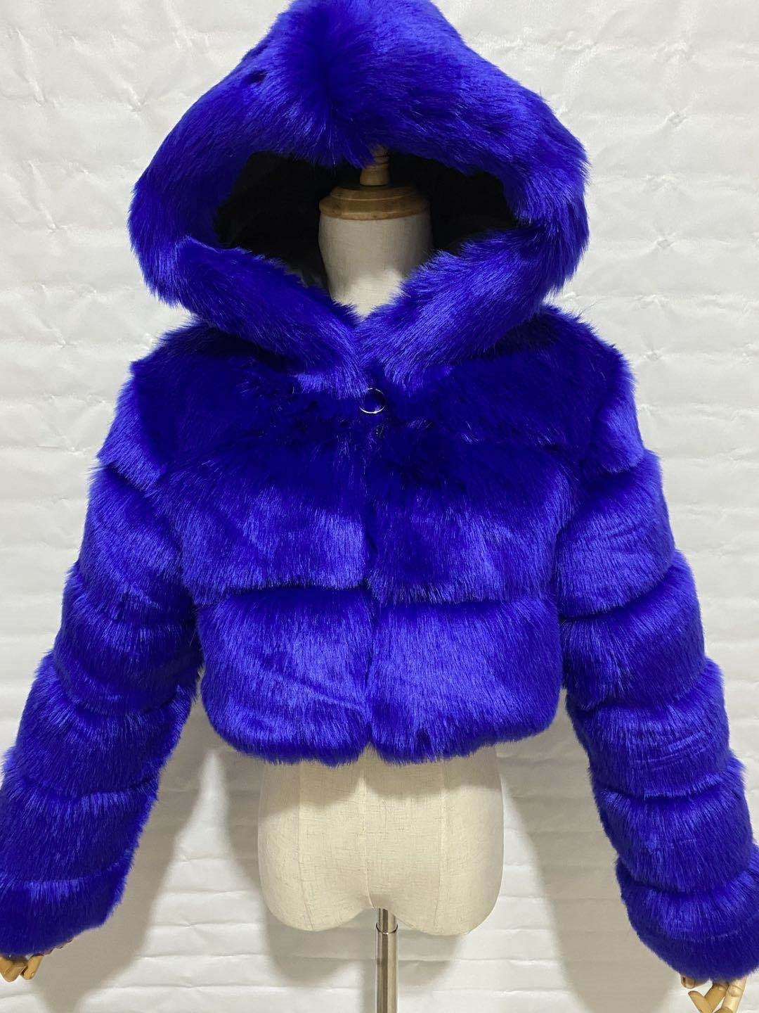 Short Hood Fox Fur Women's Long Sleeve Stitching Coat