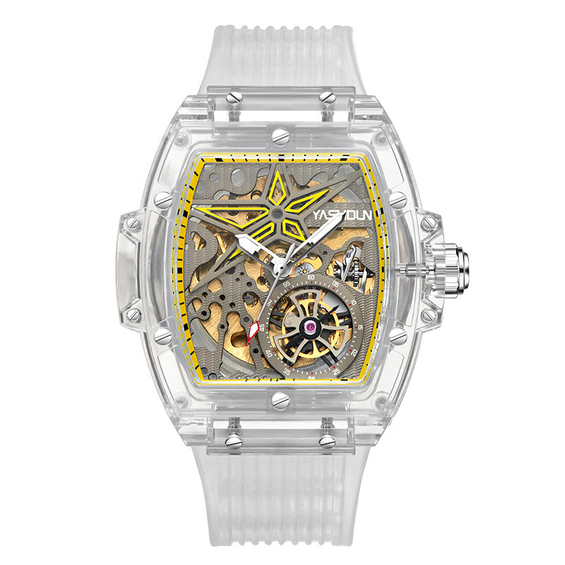 Reloj Mecánico Moda Hombre Estuche Transparente Luminoso