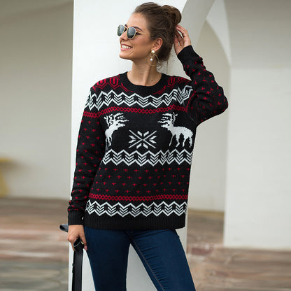 Snowflake Fawn Jacquard Long Sleeve Pullover