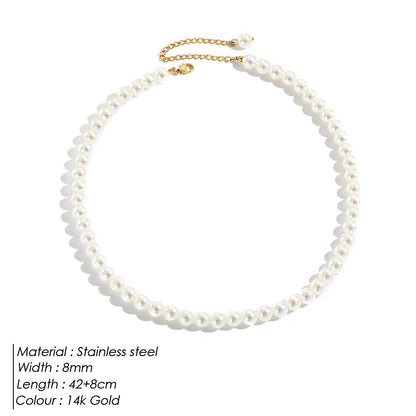 Imitation Perle Plaqué 14k Or Clavicule Chaîne Simple Collier De Perles De Haute Qualité Pour Les Femmes