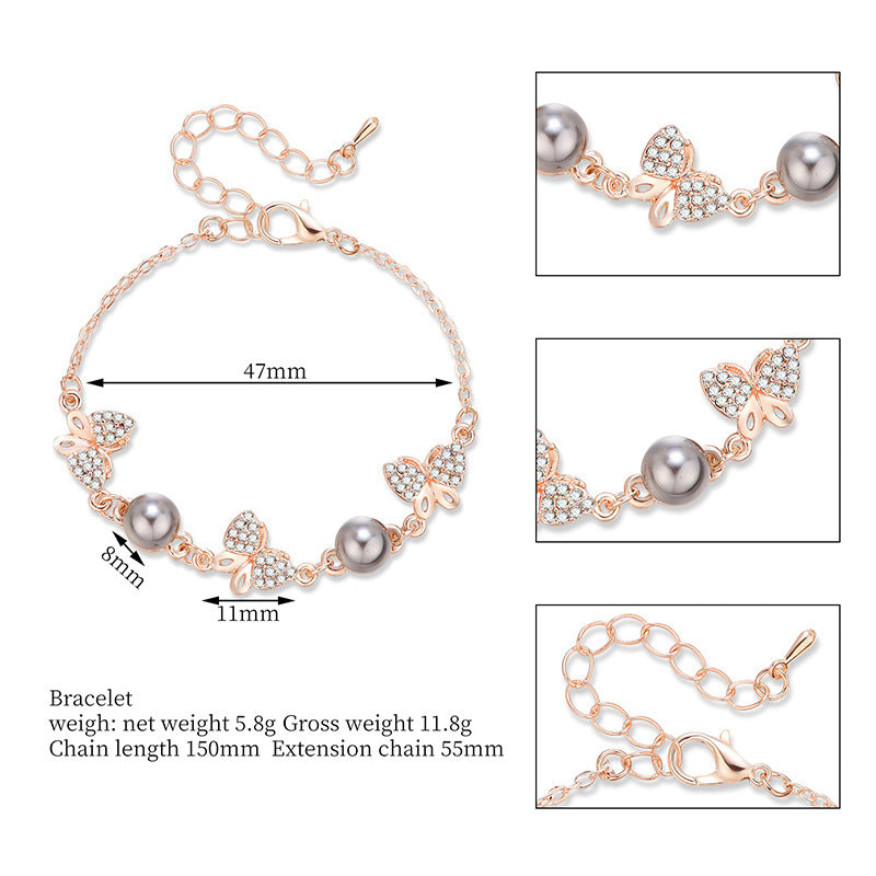 Bracelet Alliage Avec Strass Et Perles Points