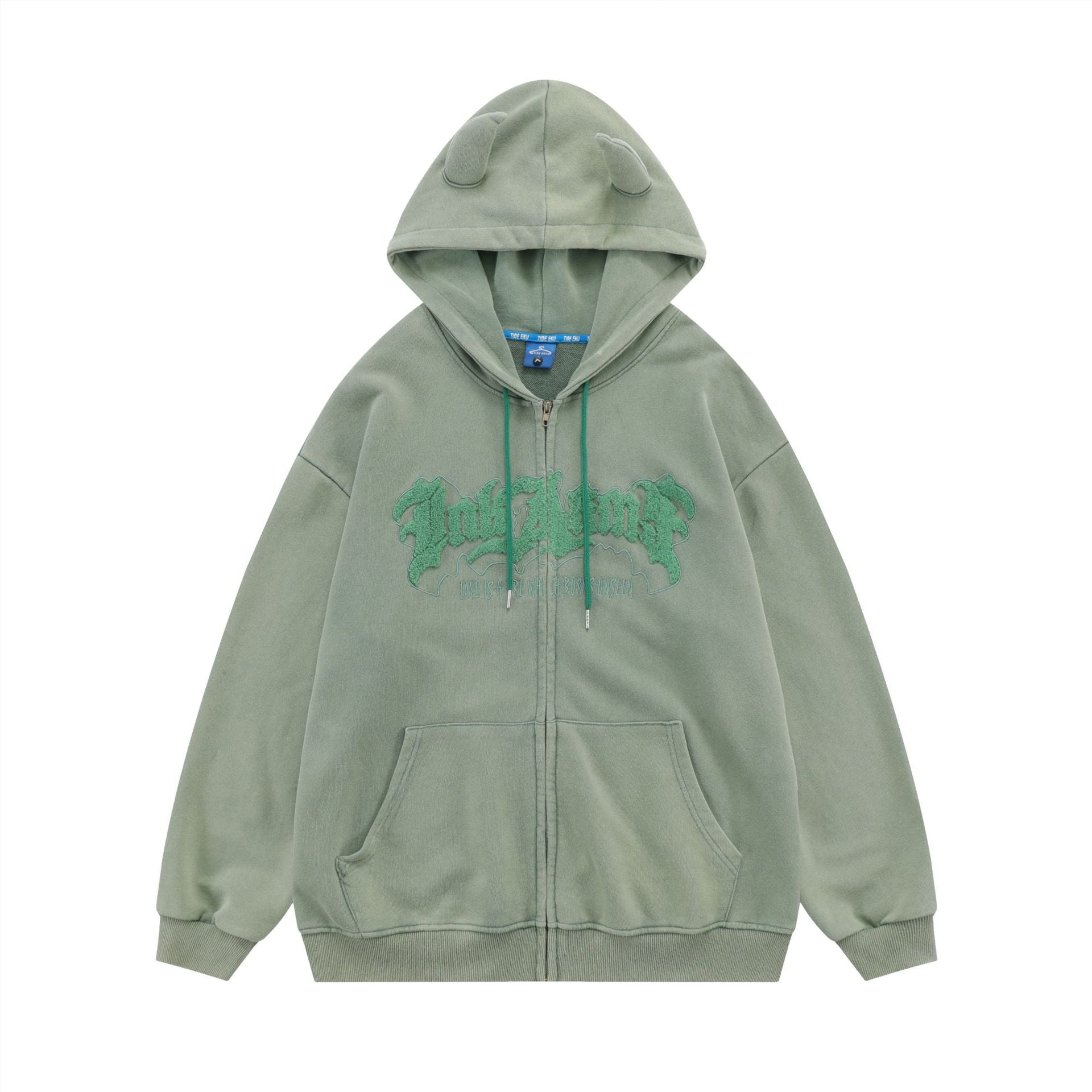 Hoodie Handdrawn Letter Loose Cardigan Long Sleeve Coat