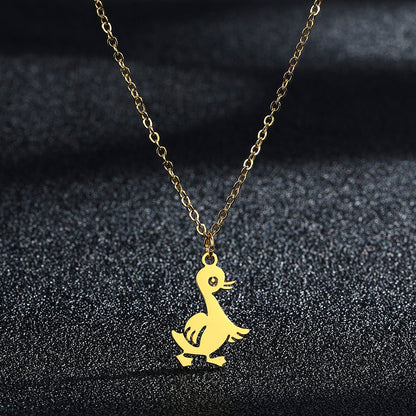 European And American Style Cute Little Duck Simple Stainless Steel Necklace Ornament