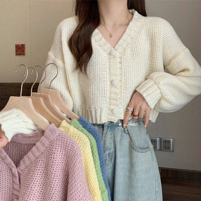 Early Spring Cardigan Short V-neck Sweater Coat