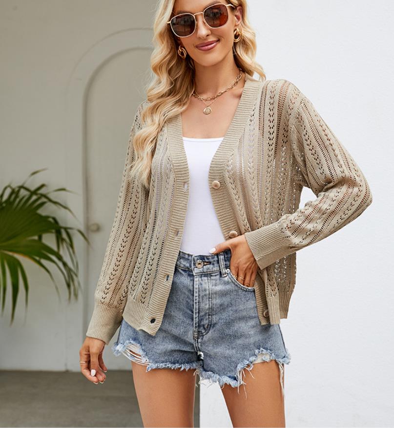 Women's Hollow Out Open Front Knit Lightweight Cardigan