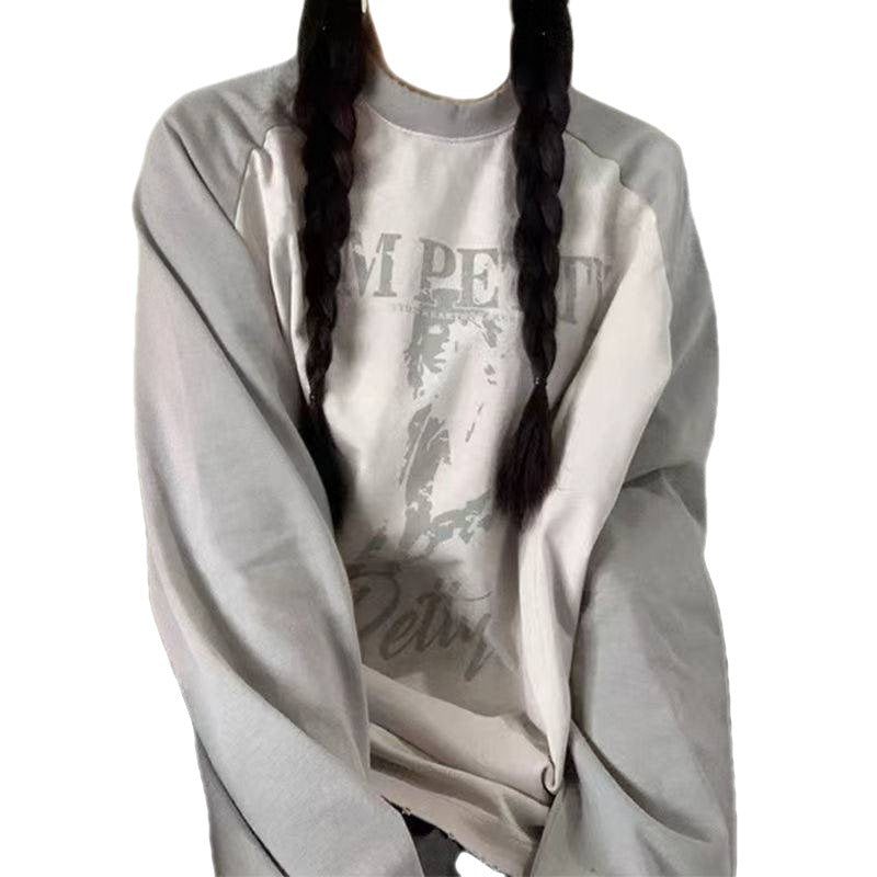 Women's Vintage Raglan Sleeve Color Contrast Patchwork Long Sleeve Sweater