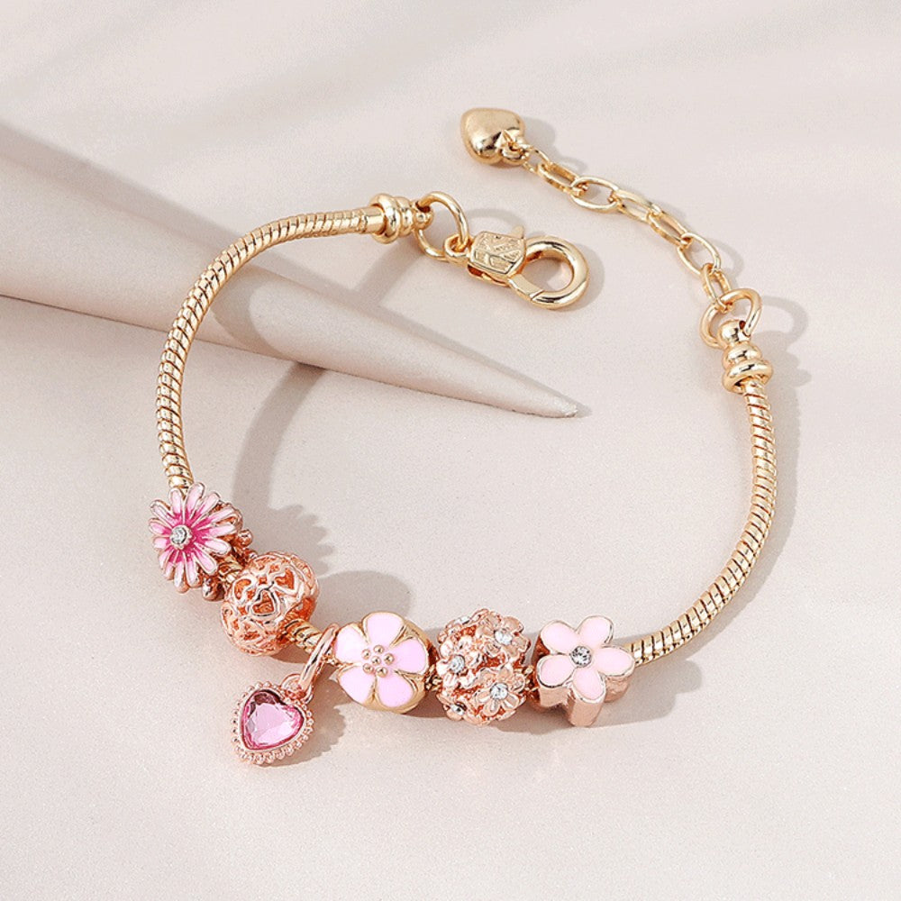 Pulsera con cuentas Love Daisy y diamantes huecos