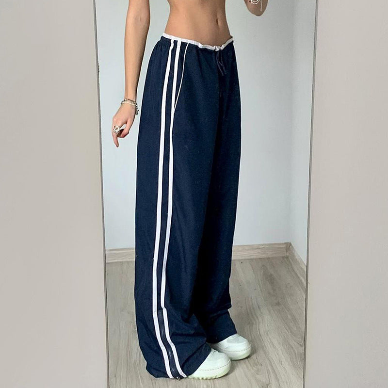 Striped Sports Pants Women Baggy Casual Classic Track Sweatpants Trousers