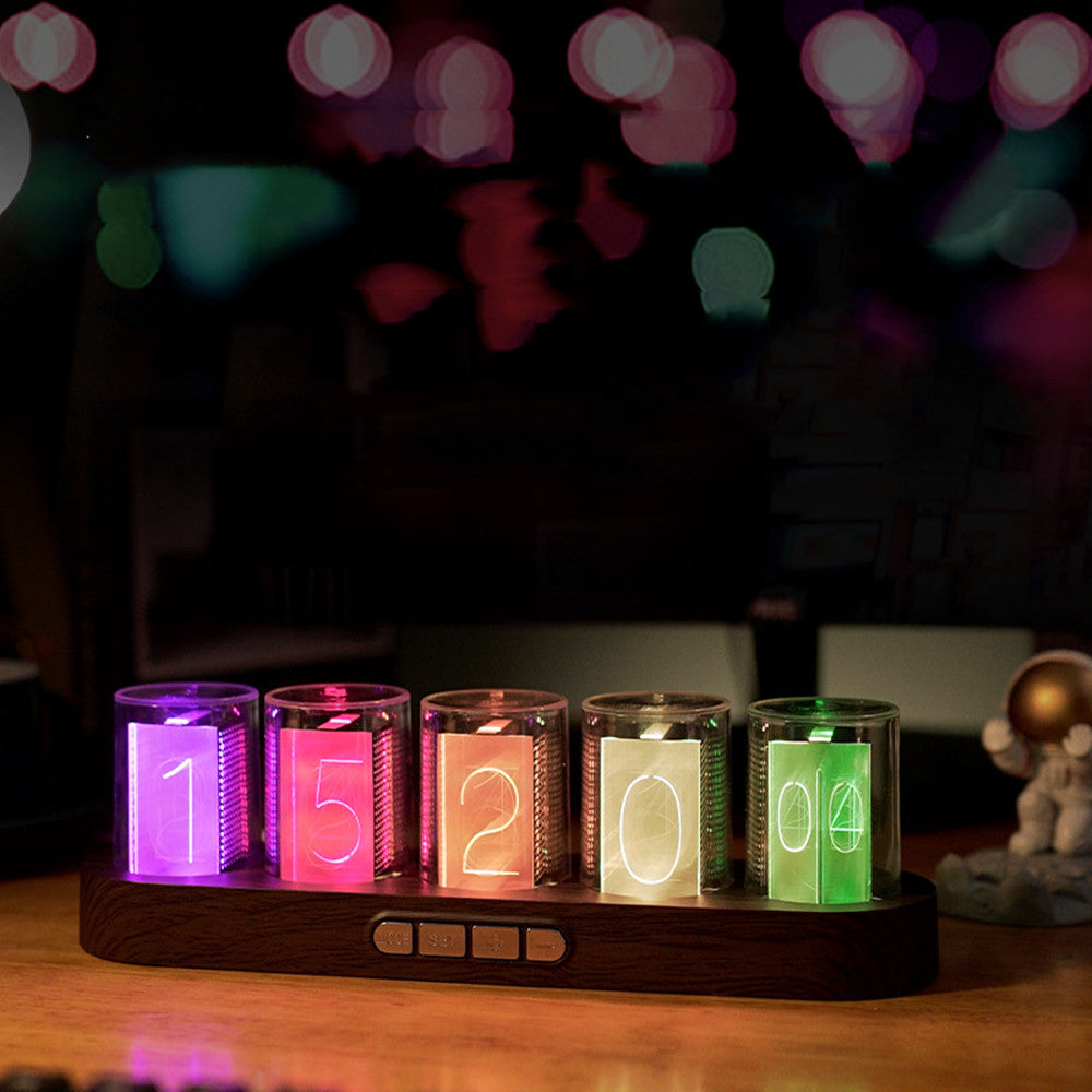 Reloj de tubo digital con brillo LED RGB para decoración de escritorio del hogar Embalaje de caja de lujo para idea de regalo