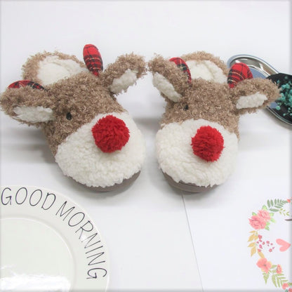 Winter Anti-skid Waterproof Cute Warm Home Elk Cotton Slippers