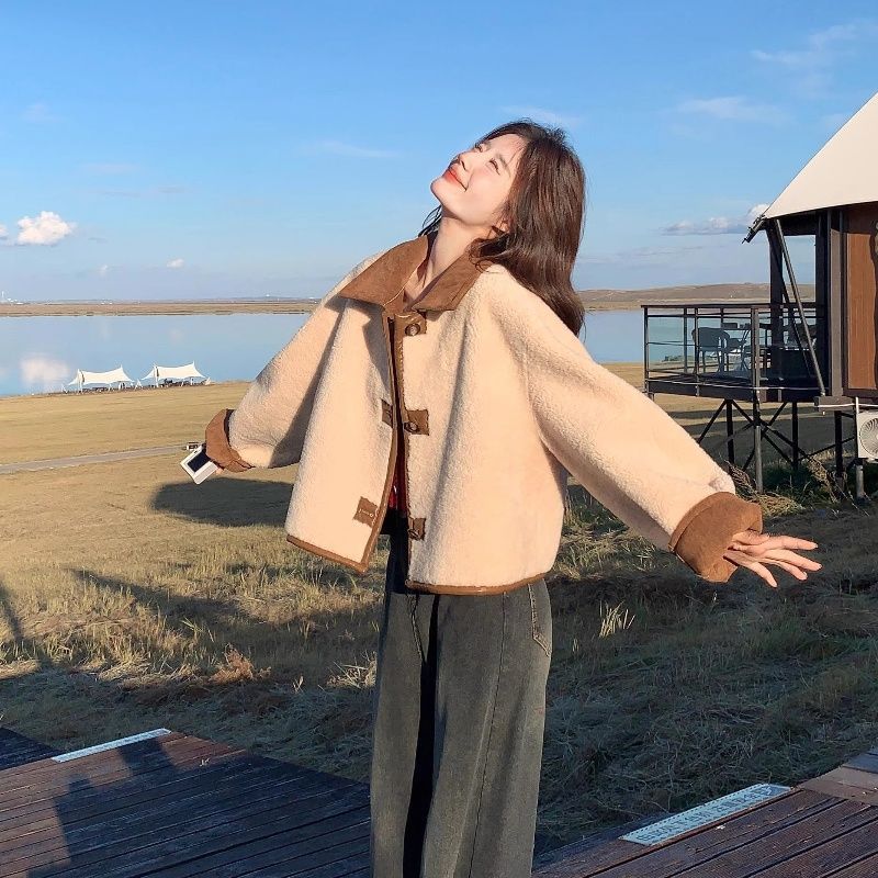 New Lamb Wool Coat Female Leather