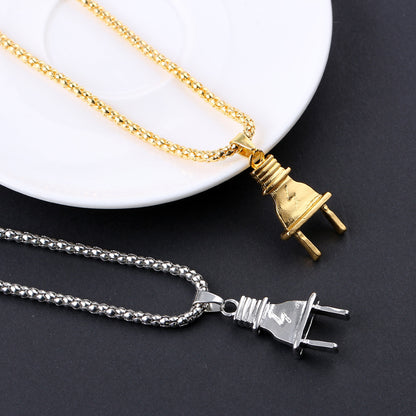 Creative Personality Alloy Lightning Plug Pendant Necklace