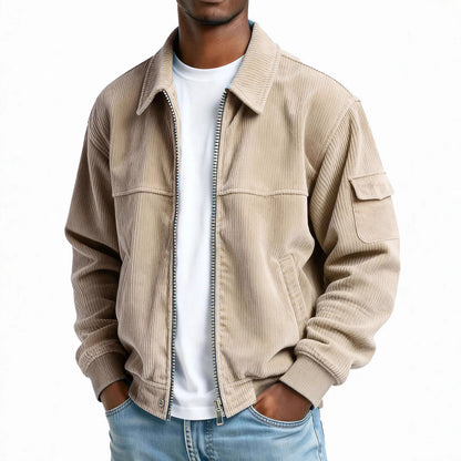 New Men's Retro Corduroy Fashion Casual Long Sleeve Pocket Jacket Men