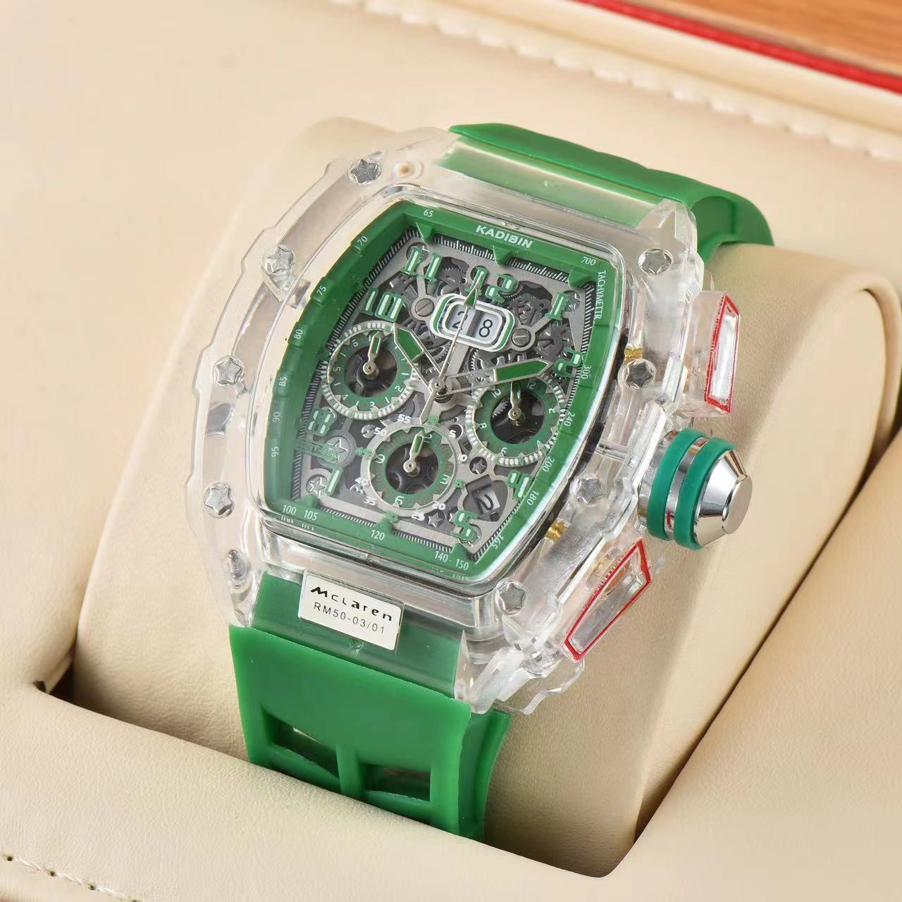 Transparent Six-hand Running Second Rotating Chassis Quartz Watch