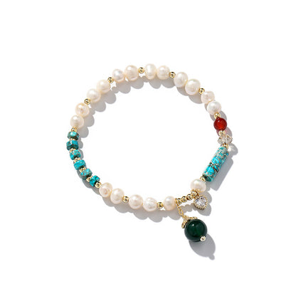 Natural Freshwater Pearl Color Matching Agate Turquoise Bracelet