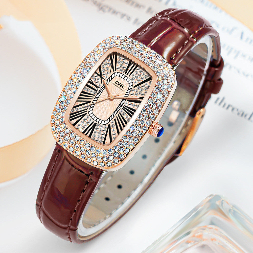 Reloj Diamond Elegante Cinturón Retro Modelo