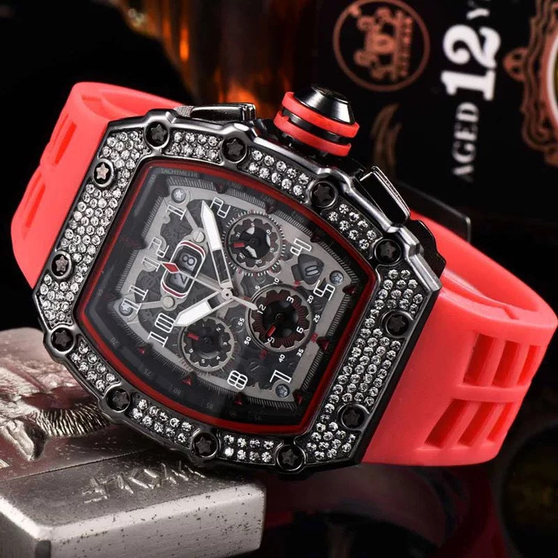 Reloj de cuarzo en forma de barril con segundero móvil de seis manecillas de negocios