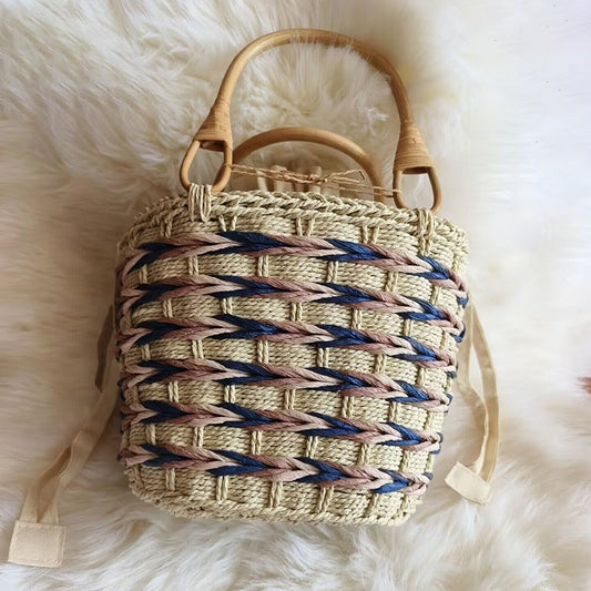 Sac à main en rotin de bambou tissé avec une ficelle de papier de style japonais