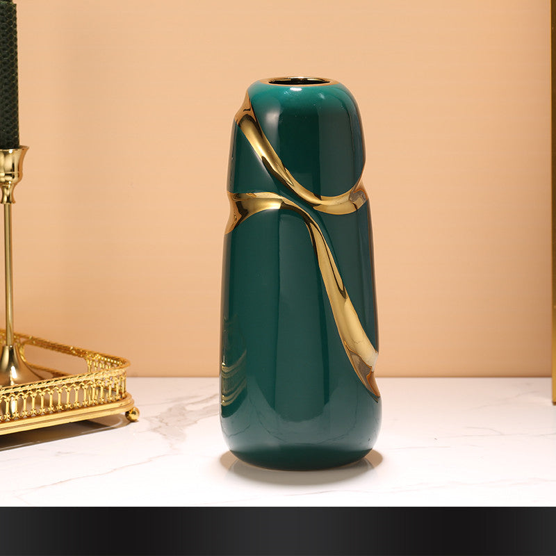 Decoración de jarrón de cerámica de lujo ligero