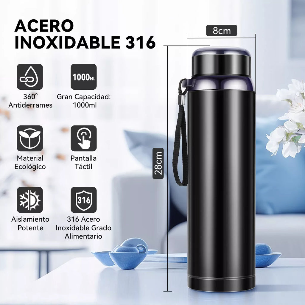 Termo 1000ml De Acero Inoxidable 316 Vaso Pantalla Digital