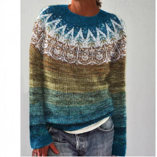 Thick Needle Digital Printing 3D Round Neck Sweater