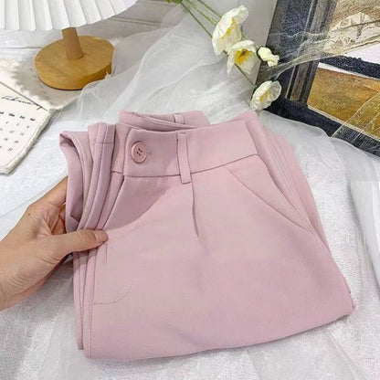 Pantalones anchos de seda helada con cintura alta y flacidez para mujer