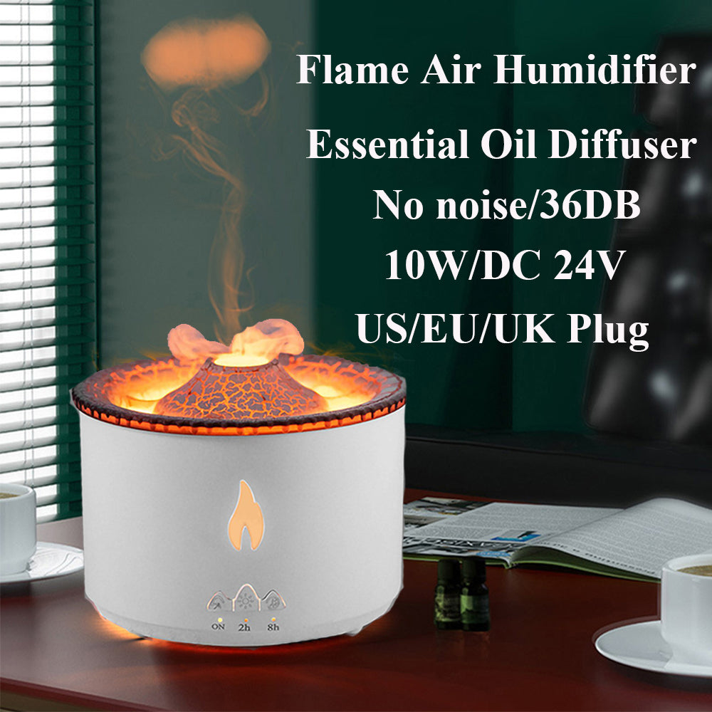 Nouveau humidificateur d'huile essentielle à ultrasons créatif diffuseur d'humidificateur de flamme d'air de méduse de pulvérisation de Machine d'aromathérapie de volcan