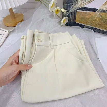 Pantalones anchos de seda helada con cintura alta y flacidez para mujer