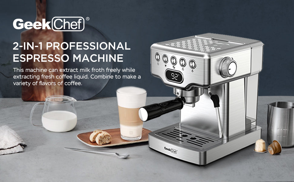 Geek Chef Espresso Machine with Milk Frother