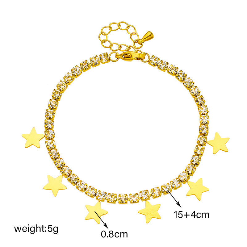 Bracelet Femme Gang Drill Chain Titane Acier Brillant Pentagramme