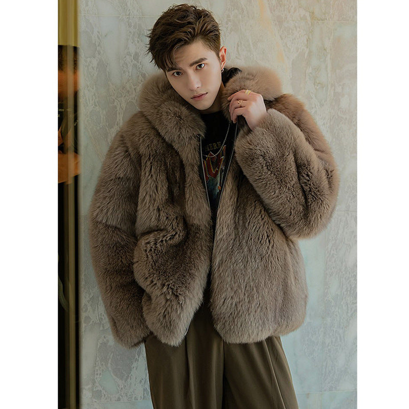 Men's Trendy Faux Fox Fur Coat