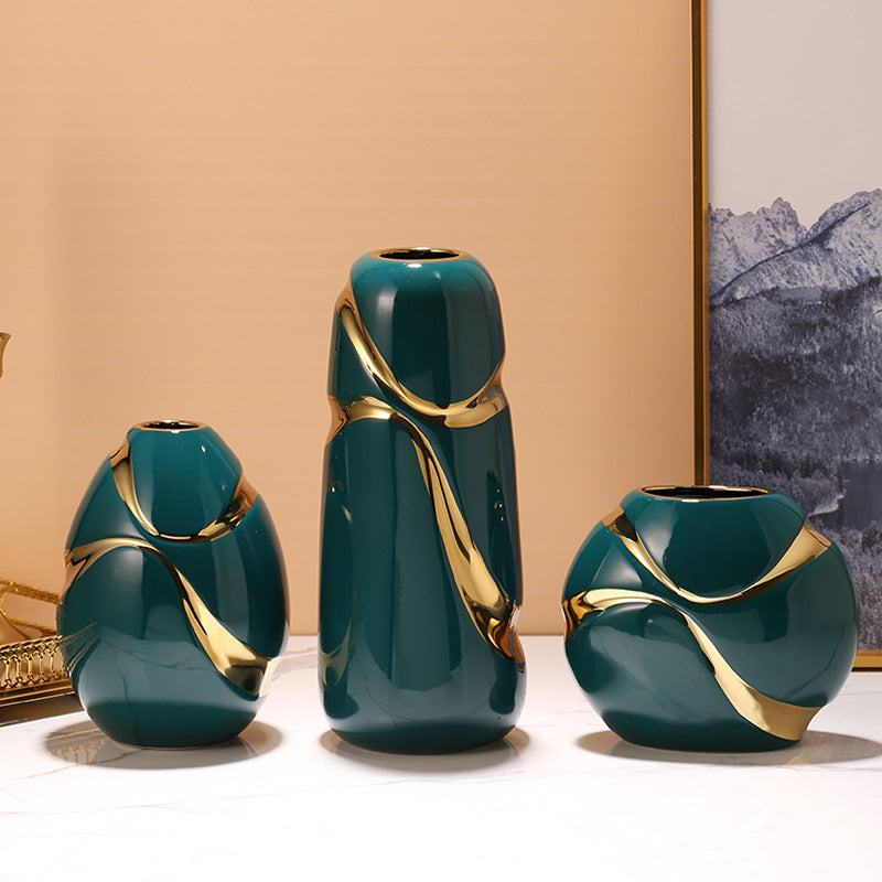 Decoración de jarrón de cerámica de lujo ligero