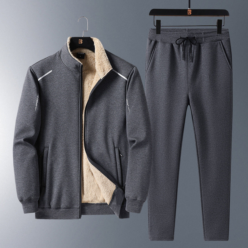 Traje engrosado de vellón de cordero y vellón para hombre