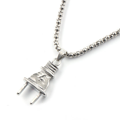 Creative Personality Alloy Lightning Plug Pendant Necklace