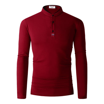 Men's Clothing Men's Long Sleeve Stand Collar Polo Shirt Polo Shirt